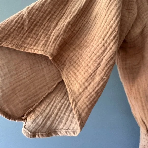 Elegant Tan V-Neck Mini Dress - Picture 3 of 6